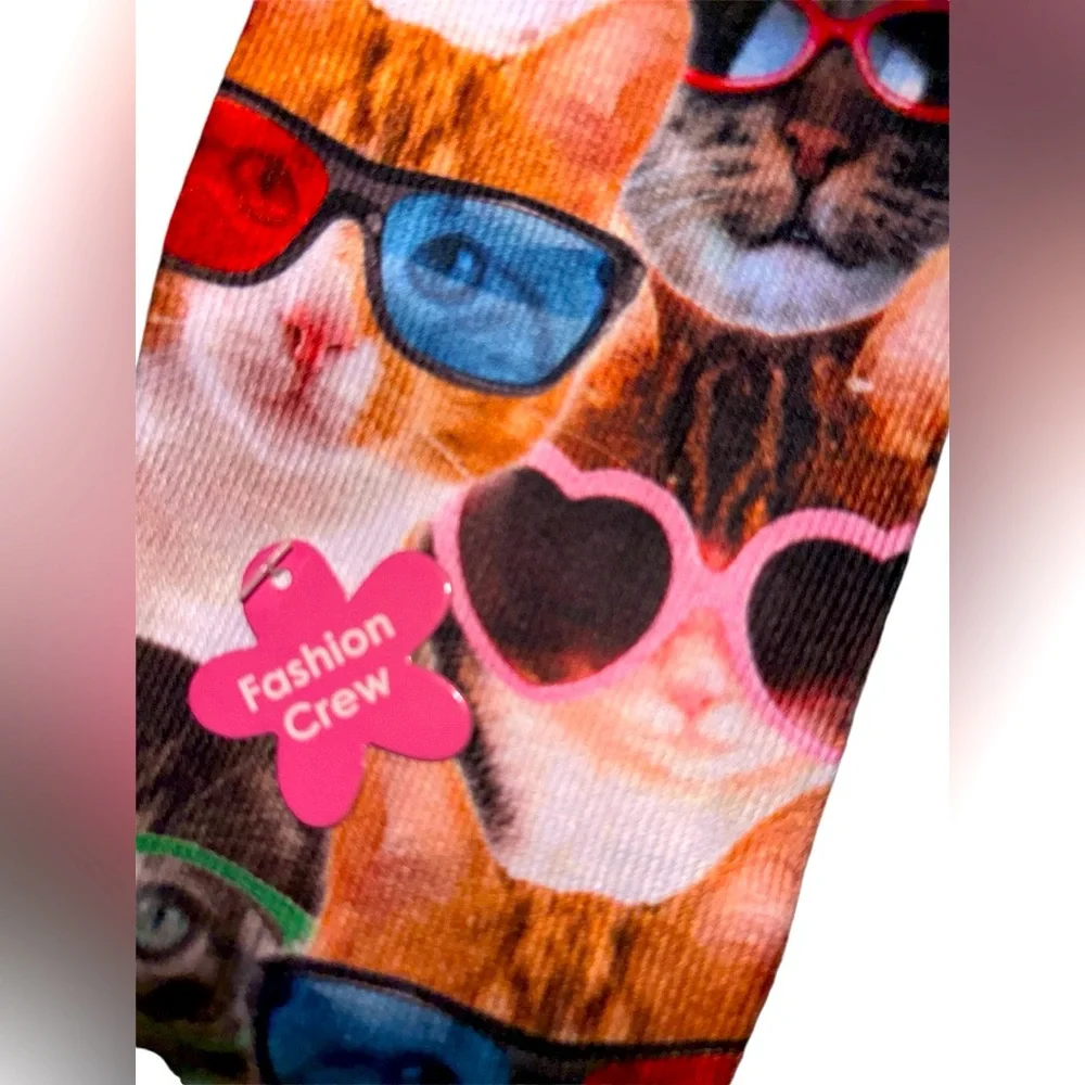 Cat Fashion Crew Socks - Multicolor